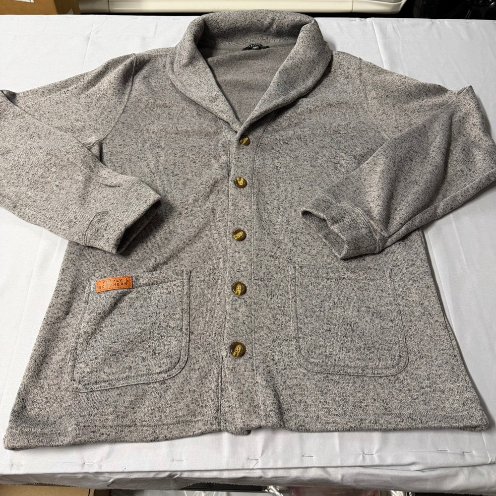 Simply Southern Womens Gray Shawl Collar Button Front Cardigan Sweater XXL